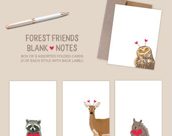 forest friends love notes / assorted box of 8 cards
