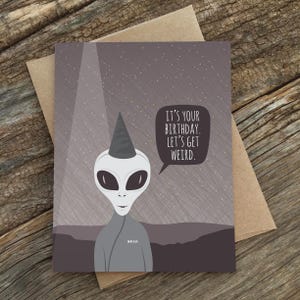 Alien Geburtstagskarte / Lustige Karten / Let's get creepy