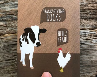 funny thanksgiving card / cow / mature