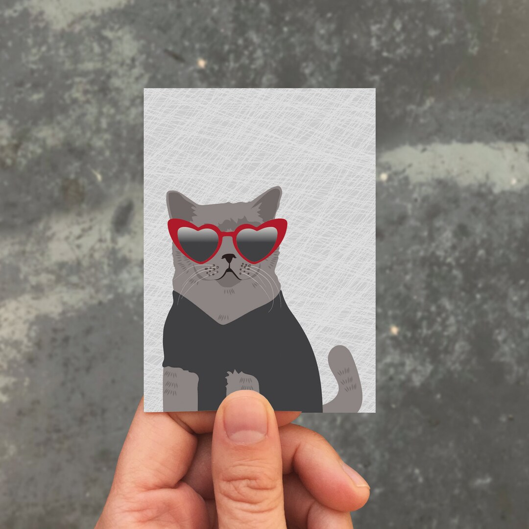 Mini Card / Gift Enclosure Card / Cat Glasses - Etsy