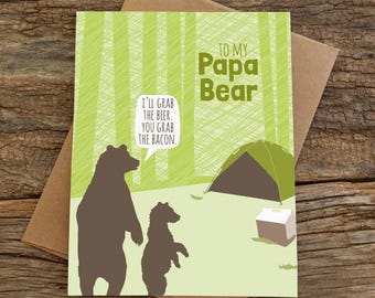 Carte de fête des pères amusante / carte d'anniversaire pour papa / papa ours