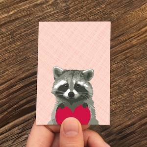 mini Liebeskarte / Geschenk-Beilagenkarte / Waschbärherz