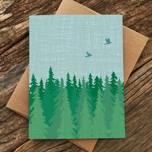 stationery set / blank greeting card set / evergreen forest