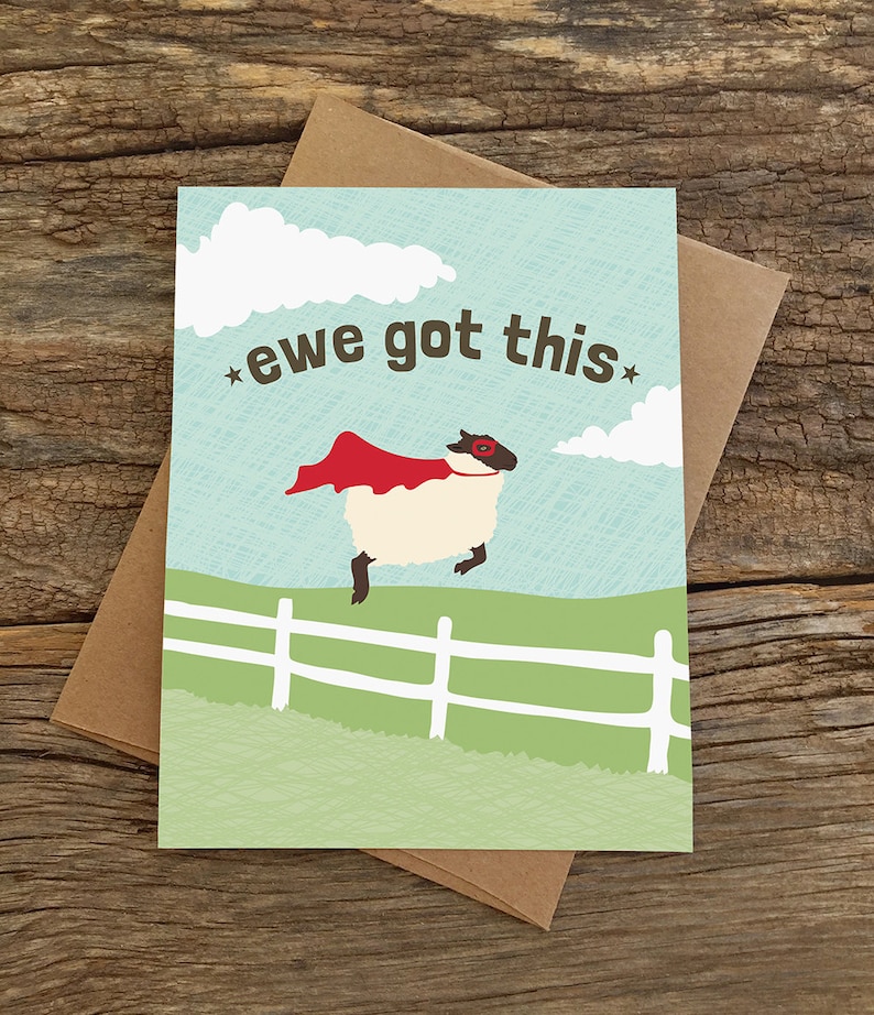 funny card / encouragement card / you got this / ewe 画像 1