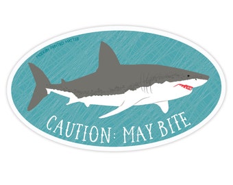 caution may bite sticker