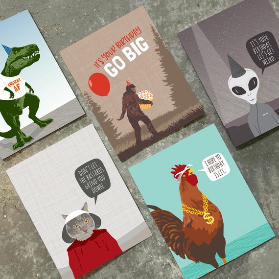 Assorted Greeting Cards / Funny Cards / Choose 4 Etsy