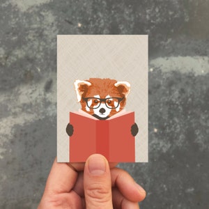 mini cartão/cartão para presente/livro panda vermelho