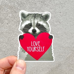 Sticker raton laveur aime-toi