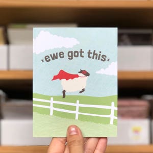 funny card / encouragement card / you got this / ewe 画像 2