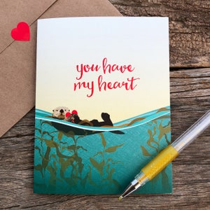 cute anniversary card / my heart / sea otter