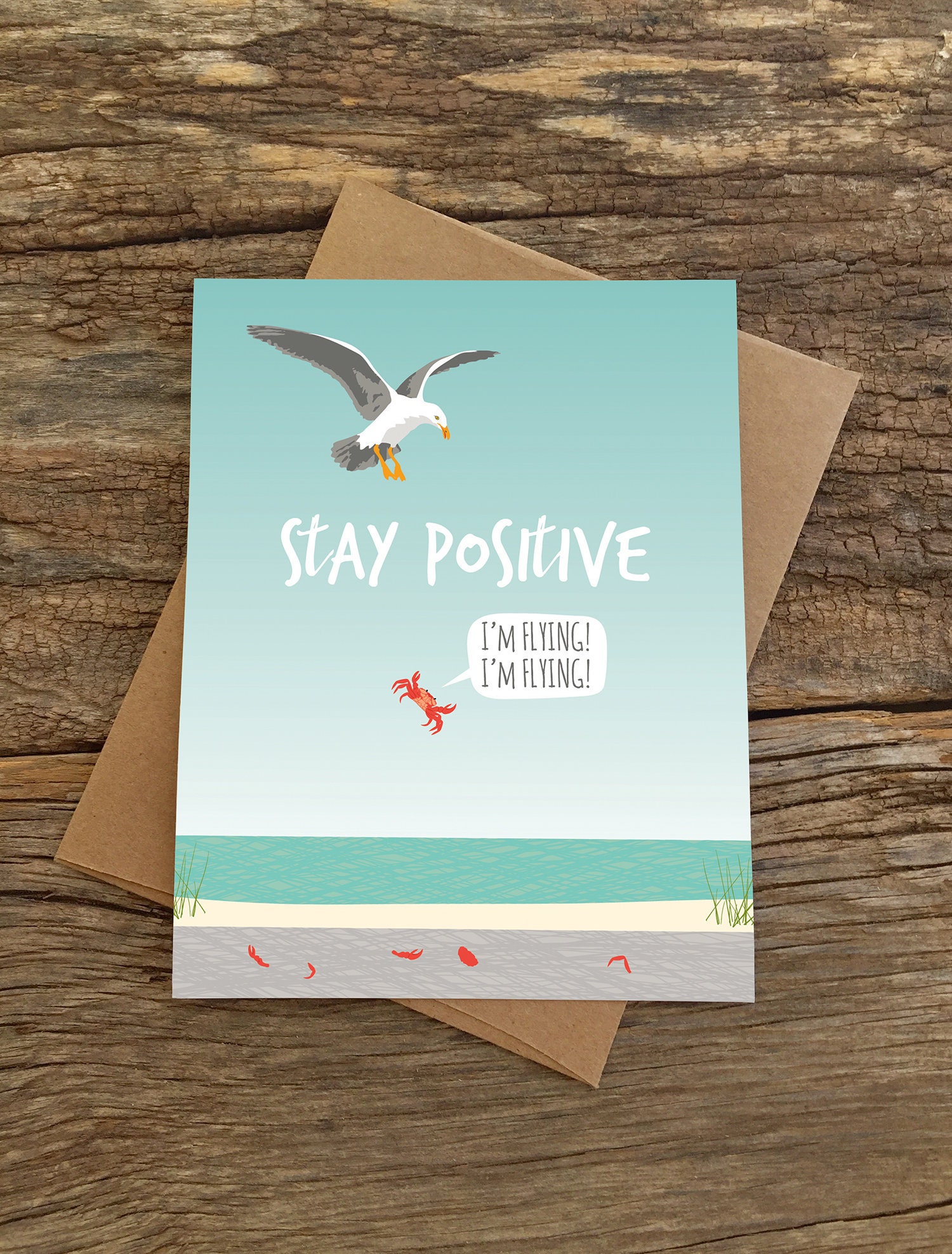 Stay Positive Card / Funny Thinking of You Card / Flying Crab - Etsy Stay Positive Card / Funny Thinking of You Card / Flying Crab - Etsy