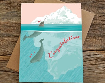 funny wedding card / funny engagement card / narwhals