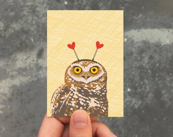 mini love card / gift enclosure card / owl heart headband