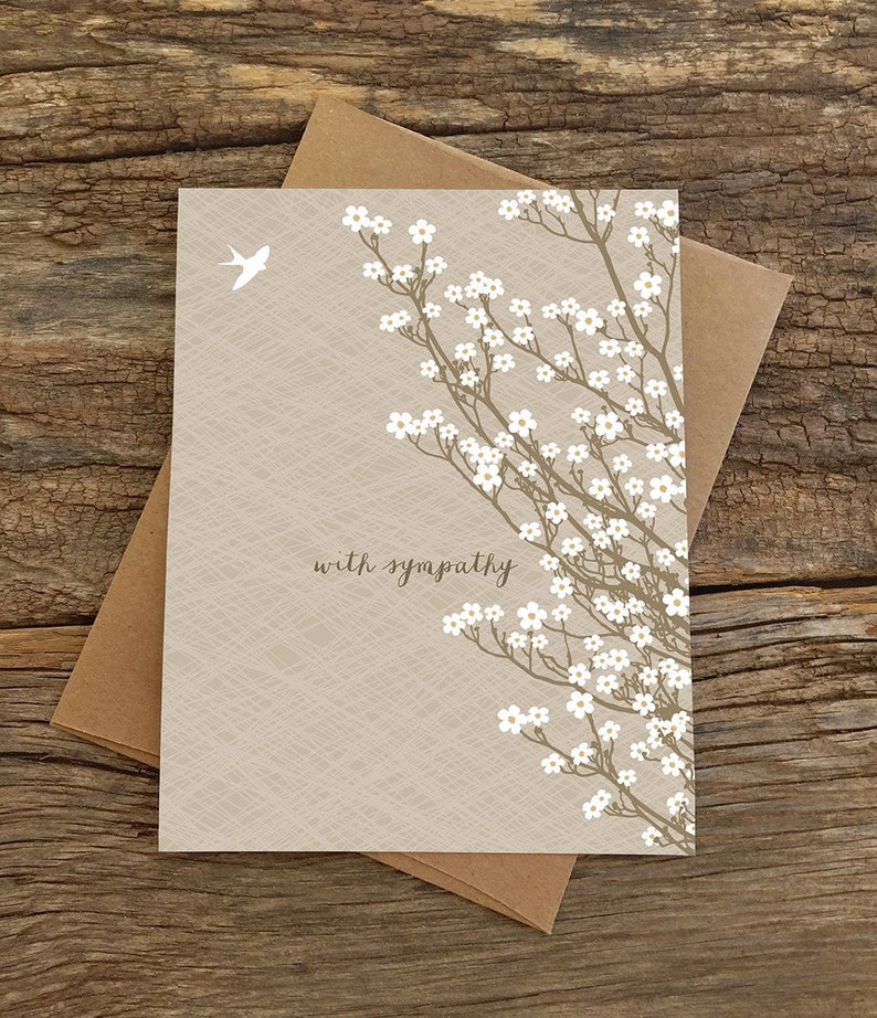 sympathy card / condolences card / bird and blossoms image 1