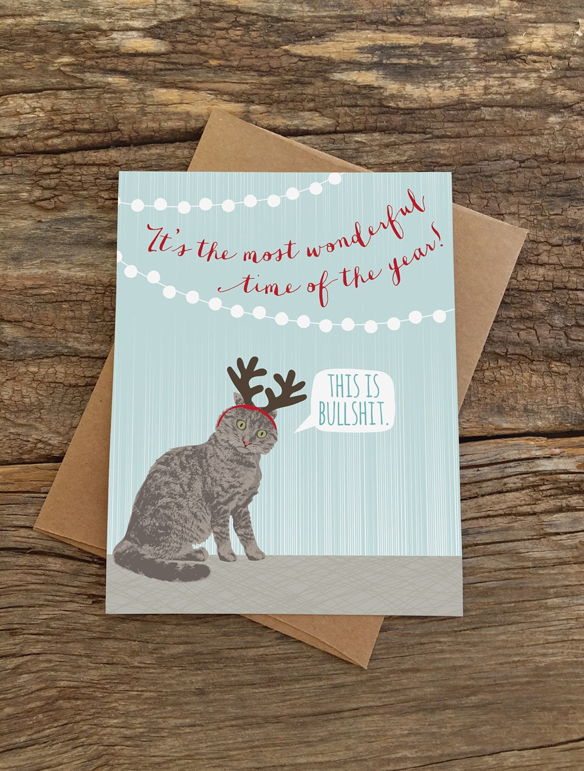 Funny Christmas Cards / Funny Cat Card / Cat Antlers / Boxed Set of 8 ...