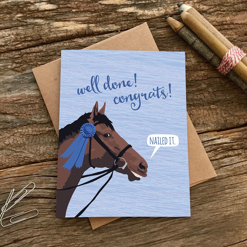 Funny Congrats Card / Nailed It / Blue Ribbon Horse - Etsy