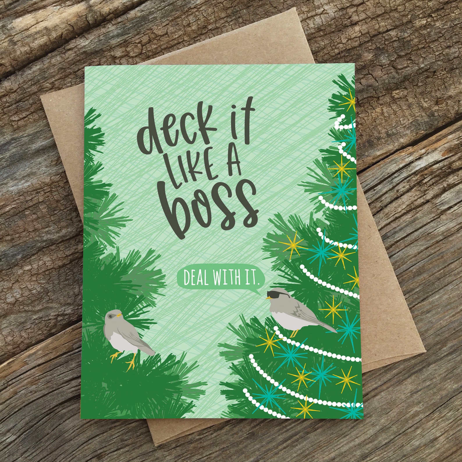 Funny Christmas Card Set / Deck It Like a Boss / Boxed Set of Etsy