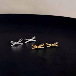 Minimalist Bow Earrings, Bow Stud Earrings, Coquette Earrings, Silver Bow Earring, Gold Bow Earring, Small Bow Earrings, Dainty Bow Earrings