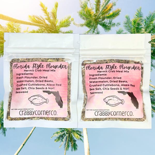 Florida Style Flounder Meal Mix for Hermit Crabs, Food for Hermit Crabs, Balanced Meal for Hermit Crabs