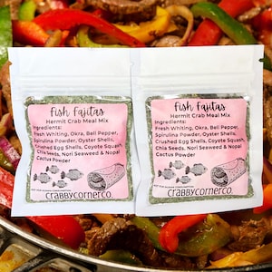 Préparation de repas pour fajitas au poisson pour bernard-l'ermite, nourriture pour bernard-l'ermite, repas équilibré pour bernard-l'ermite