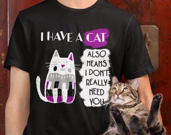 Ace Pride Cat Lover T-Shirt: Asexual Flag, Funny Queer Tee