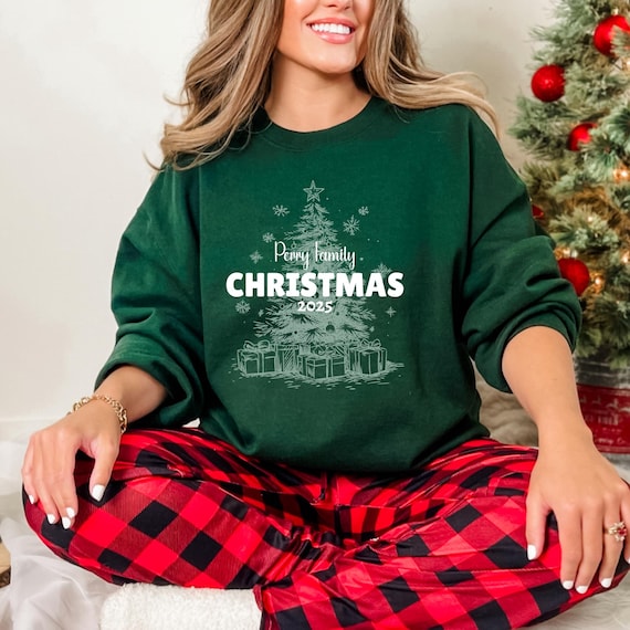 Suéter de Natal personalizado com nome de família: pijamas de
