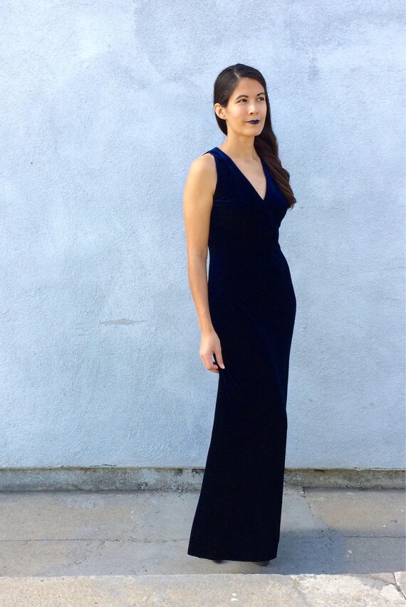 Blue Velvet Formal Vintage Dress