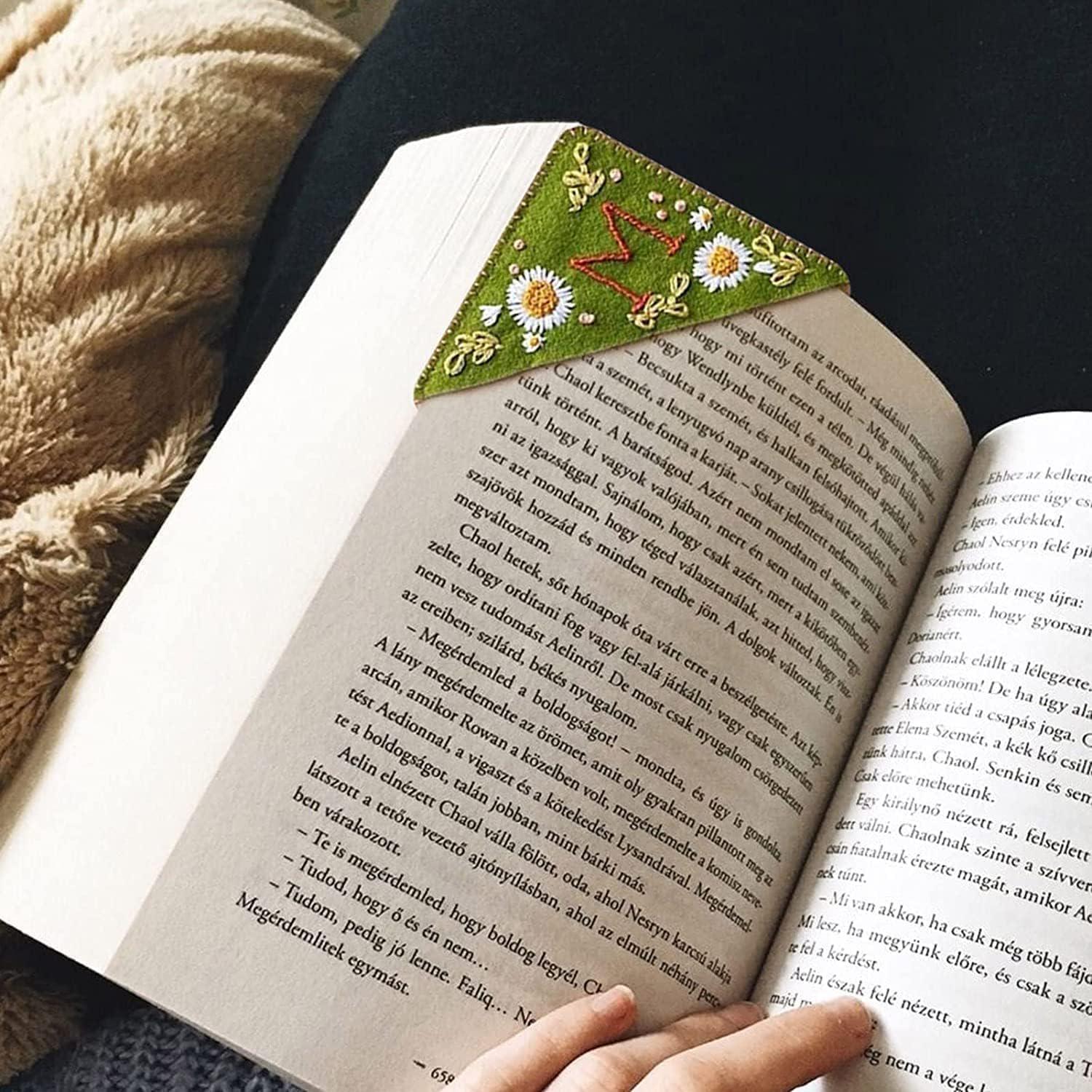 Personalized Hand Embroidered Corner Bookmark Felt Triangle Page ...