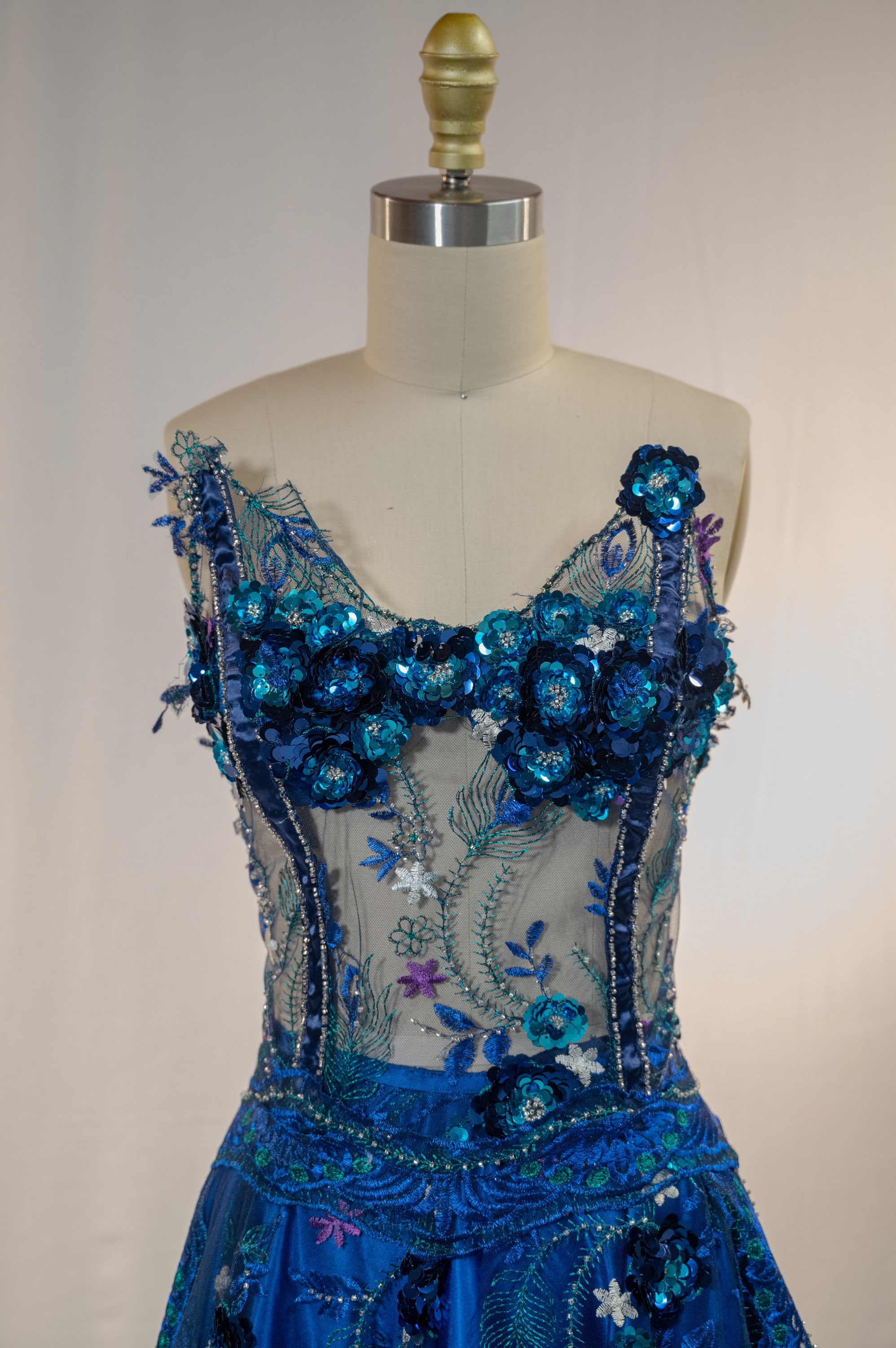 peacock corset dress ZAPAKA Women Sparkly Peacock Blue Prom Dress with Slit Mermaid Strapless Corset Long Evening Dress, Peacock Blue / UK16