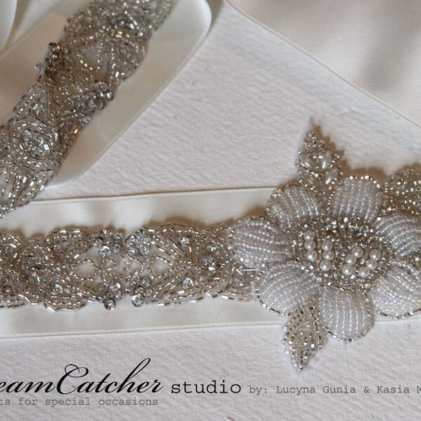 Lily vintage beaded wedding belt, bridal belt