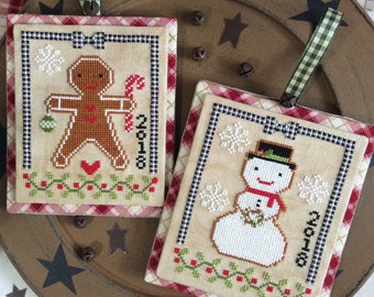 Cross Stitch Chart Christmas Cookies Pattern Gingerbread man snowman ornaments Christmas  Annie Beez Folk Art PDF Digital Download Chart