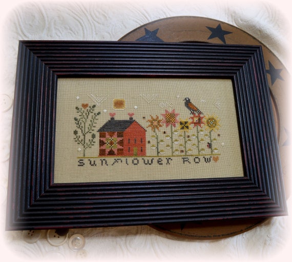 Cross Stitch Pattern Chart Sunfower Row Annie Beez Folk Art Etsy