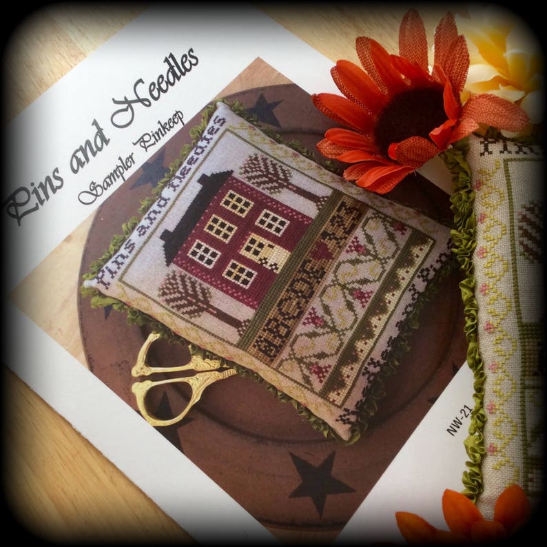 Cross Stitch Chart Pincushion Primitive Pinkeep Pins and - Etsy