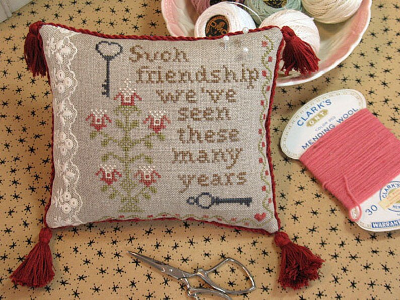 Cross Stitch Chart Such Friendship Pillow Cushion Pattern X Etsy