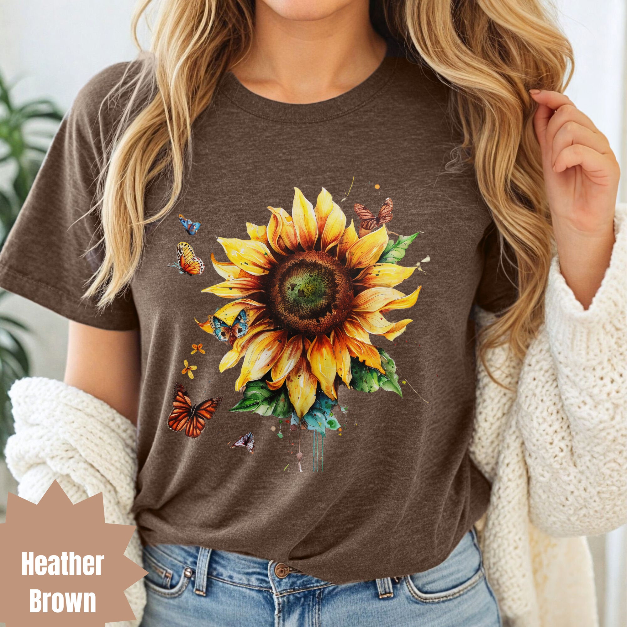 Mzkdieey Sunflower Shirts For Women Cute Flower Graphic T-Shirt