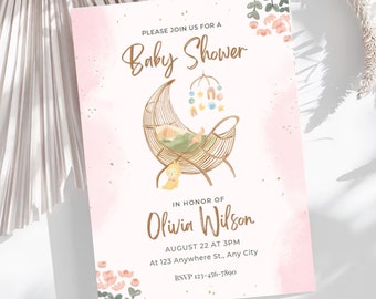 Baby Shower Invite, Baby Shower Invitation, Printable Baby Shower Invite, Cute Boho Baby Shower Invite