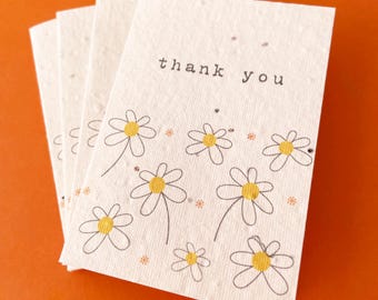 Kleine plantbare bedankkaartjes voor madeliefjes - set van vier