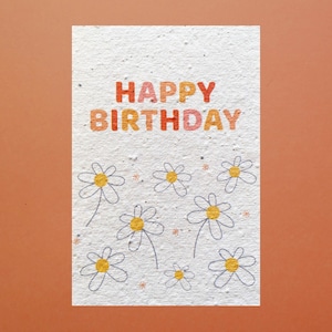 Carte de joyeux anniversaire marguerite à planter - Contient de jolies graines de fleurs sauvages
