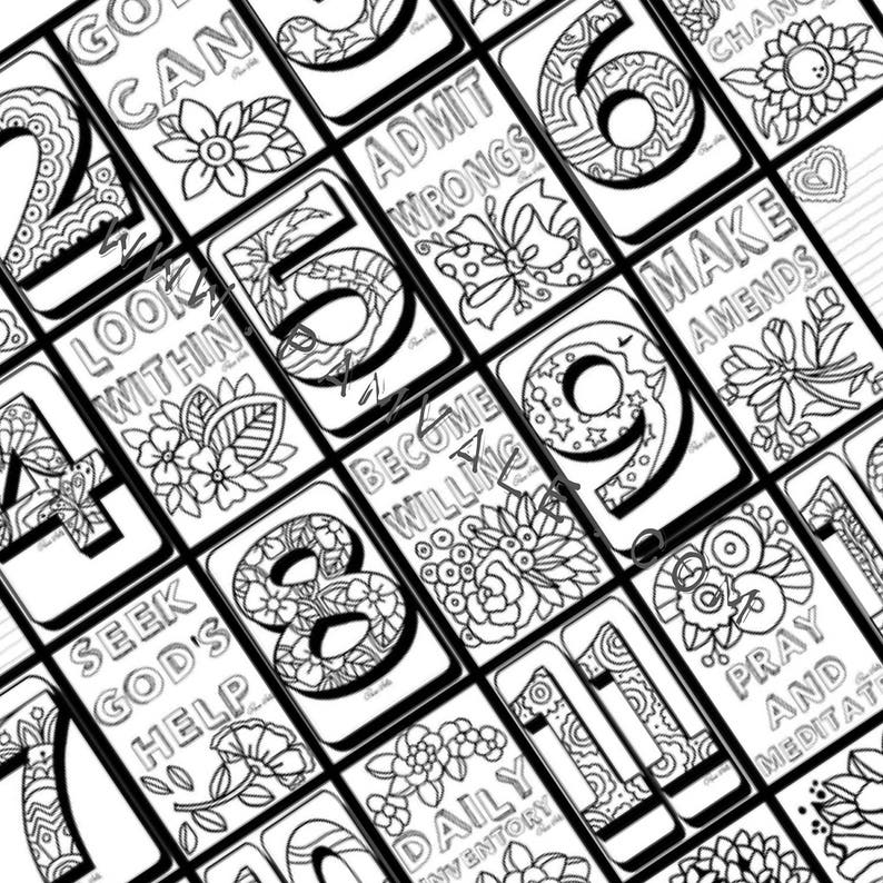 DIGITAL DOWNLOAD 12 Step Recovery Adult Coloring Pages - Etsy