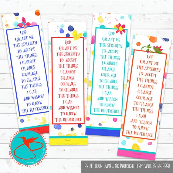 digital download serenity prayer printable bookmarks etsy
