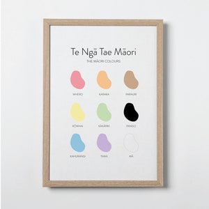 Māori Colours Poster - Te Ngā Tae Māori - Educational Poster ideal for School, Office, Beginner Te Reo Learning, Rainbow, Digital Print