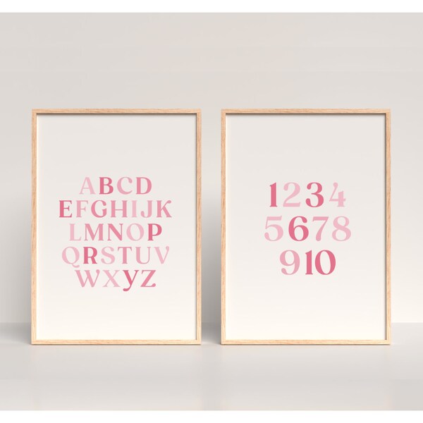 Alphabet Numbers Poster - Educational Art Decor for Kids Children Rooms and Nursery Perfect for Homeschool and School Resource Modern Design