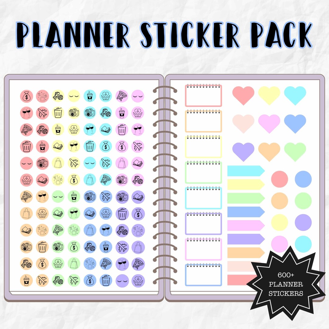 600+ Digital Planner Stickers Mega Pack: Goodnotes, Notability (PNG ...