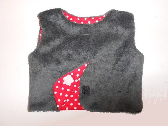 Items similar to Girl's Vest Gray Cuddle Fleece w/ Red Polka Dot Flash ...