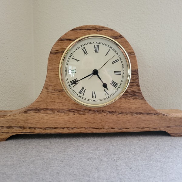 Oak Tambour Clock, Mantle Clock, Shelf Clock, Desk Clock