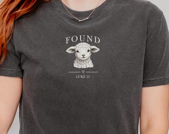 Lost Sheep Christian Shirt For Women, Luke 15 Sheep Tee, Lamb Of God Shirt, Minimalist Christian Gift, Baptism Gift, Faith Keepsake Tee