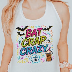 Bat Crap Crazy Tank Top, Halloween Tank Top, Summerween Top, Spooky Season Tank, Beach Party Tank, Crazy Shirt, Funny Tank Top