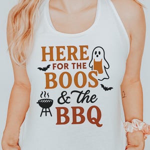 Summerween Tank Top, Halloween Tank Top, Here For the Boos BBQ Tank, Spooky Season Tank, Beach Party Tank Top, Ghost Bat Grill Tank
