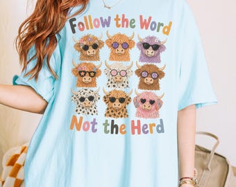 Highland Cow Christian Shirt for Women, Comfort Colors 1717 Tee, Trendy Christian Shirt, Christian Clothing, Church Girl Gift, Faith Apparel