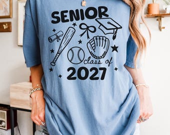 Softball Class of 2027 Comfort Colors Shirt, Senior 2027 Tee, Softball Senior Year High School Graduation Gift, 2027 Graduate T-Shirt